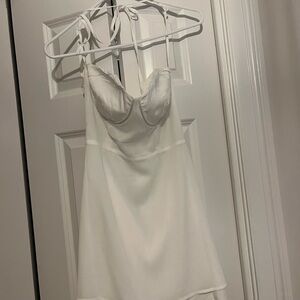 Princess Polly White Satin Chemise with Cowl Neckline